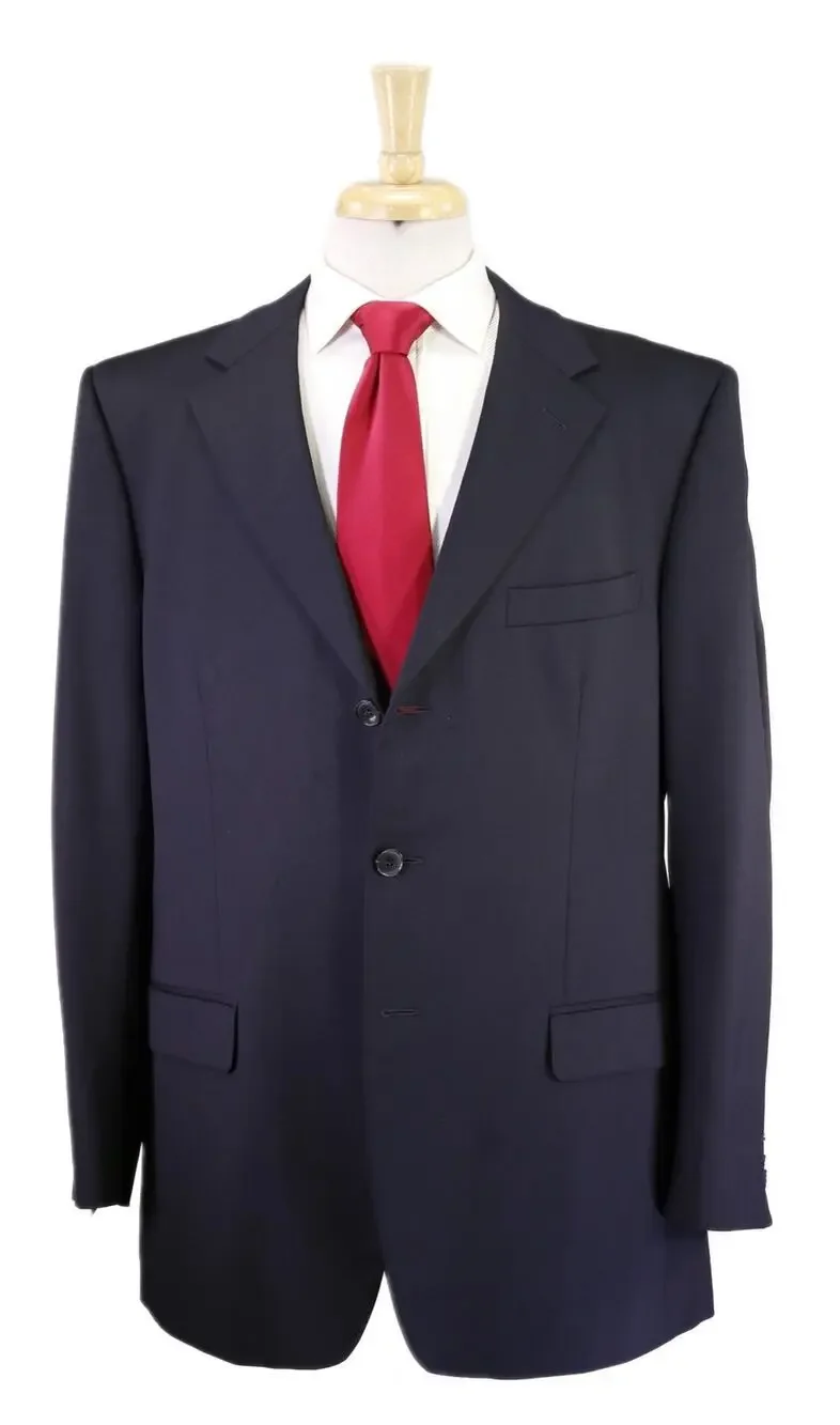 Ermenegildo Z Zegna Solid Navy Blue 3-Btn Wool Suit 44R